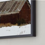 "Abandoned Barn" - Art Print in Rusted Reds by Leslie Le Coq - Frame Close-up