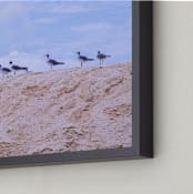 "Seagulls on Sand Hill" - Art Print in Calm Blue by AreekaDesigns - Frame Close-up