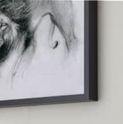 "Roaring Lion" - Art Print in Lamp black by Tracy Ann - Frame Close-up