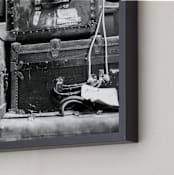 "Old World Travelers" - Art Print in Black and White by Janet Cruz - Frame Close-up
