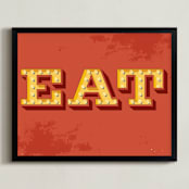 "EAT" - Art Print in Bisque by Rochelle Renee - Framed