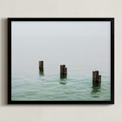 "Three in the sea" - Art Print in Sea Grey by Johanna Phillips Huuva - Framed