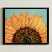 "Happiness is a Sunflower" - Art Print in Sea Green by Debra Butler - Framed