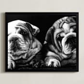 "Puppies" - Art Print in Graphite Gray by Jerry Winick - Framed