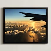 "Skies Are Blue" - Art Print in Golden Susnet by Hannah Graham - Framed