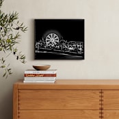 "the pier at NIGHT" - Art Print in black as night by Gail Schechter - In a Room