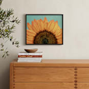 "Happiness is a Sunflower" - Art Print in Sea Green by Debra Butler - In a Room