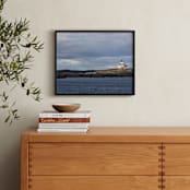 "Maine Lighthouse" - Art Print in Ocean Blue by Gray Star Design - In a Room