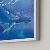 "Humpback Whale" - Art Print in Pure Cyan by Tracy Ann - Frame Close-up