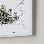 "North Beach 2" - Art Print in Black and Yellow by IMG_101 - Frame Close-up