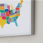 "Super States of America Map" - Art Print in Rainbow by Jessie Steury - Frame Close-up