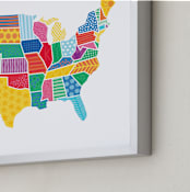 "Super States of America Map" - Art Print in Rainbow by Jessie Steury - Frame Close-up