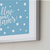 "Follow your Dreams Lettering" - Art Print in Blue by Luz Alliati - Frame Close-up