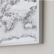"Loui watercolor world map" - Art Print in Light grayscale by Rosana Laiz Blursbyai - Frame Close-up