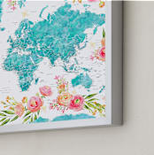"Halen floral world map" - Art Print in Colorfully tropical by Rosana Laiz Blursbyai - Frame Close-up