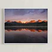 "Dawn Breaking, Little Redfish Lake, ID" - Art Print in Pink Dawn by Abby Ehntholt - Framed