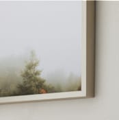 "Foggy Autumn Forest Morning" - Art Print in Foggy Green by Katie Buckman - Frame Close-up