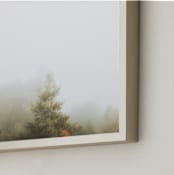 "Foggy Autumn Forest Morning" - Art Print in Foggy Green by Katie Buckman - Frame Close-up
