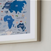 "Nautical Map" - Art Print in Soft Blue by Carrie Cantwell - Frame Close-up