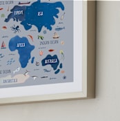 "Nautical Map" - Art Print in Soft Blue by Carrie Cantwell - Frame Close-up
