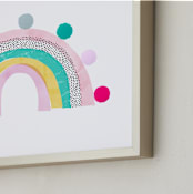 "Pom Pom Rainbow" - Art Print in Baby Pink by Emanuela Carratoni - Frame Close-up