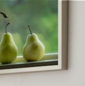 "Pears at the Window" - Art Print in Pear Green by Julia Preminger - Frame Close-up