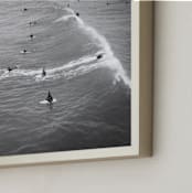 "Surfing at Huntington 2" - Art Print in Black and White by Sherley Ferreira - Frame Close-up
