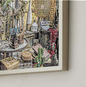 "Yuletide Rustic Decorscape" - Art Print in Christmas Ochre by Mariecor Agravante - Frame Close-up