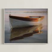 "Peaceful Morning" - Art Print in Warm Water Mauve by Cindy Gillett - Framed