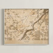 "Toledo, OH, vintage-looking city map" - Art Print in Sepia by Rosana Laiz Blursbyai - Framed