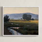 "Peekaboo Stream" - Art Print in Meadow Green by Rachel Nelson - Framed Canvas