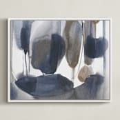 "Curve Appeal" - Art Print in bronze & blue by Michelle Lee - Framed Canvas