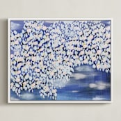 "Billow" - Art Print in Sodalite Blue by Denise Wong - Framed Canvas