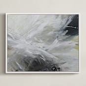 "Landslide" - Art Print in White and Cream Neutrals by Teodora Guererra - Framed Canvas