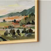 "Italian Field in Sun Glow" - Art Print in Dark Green by Shina Choi - Frame Close-up