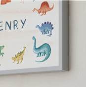 "Dino Friends" - Personalized Art Print in Amber by Teju Reval - Frame Close-up