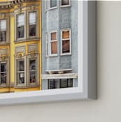 "Row in San Fransisco" - Art Print in muted yellow by Mary Ann Glynn-Tusa - Frame Close-up