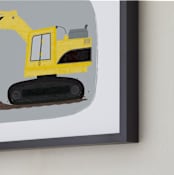 "The Construction Excavator" - Art Print in Gold Mechanic by Rebecca Marchese - Frame Close-up