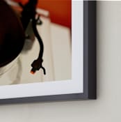 "Put The Needle On The Record" - Art Print in Retro Red by Jonathan Brooks - Frame Close-up