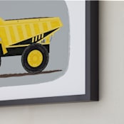 "The Construction Dump truck" - Art Print in Finch Yellow by Rebecca Marchese - Frame Close-up