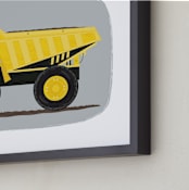 "The Construction Dump truck" - Art Print in Finch Yellow by Rebecca Marchese - Frame Close-up