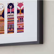 "Totemly Animals" - Art Print in Cute Pink by Rebecca Humphreys - Frame Close-up