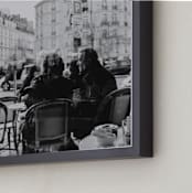 "Cafes of Paris" - Art Print in Black & White by Becca Beers - Frame Close-up