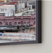 "Cuban Buildings" - Art Print in Weathered Gray by Michelle S. - Frame Close-up