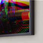 "Glitch Art Psychedelic Traffic Jam" - Art Print in Typing Ribbon by Mechelle Gilford - Frame Close-up