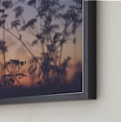 "Sunset among the grasses II" - Art Print in Red Fiery Violet by Lying on the grass - Frame Close-up