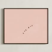 "Birds in Flight" - Art Print in Blush by Kaitie Bryant - Framed