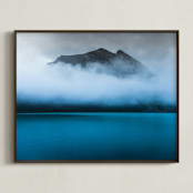 "the indigo lagoon" - Art Print in deep sapphire by Van Tsao - Framed