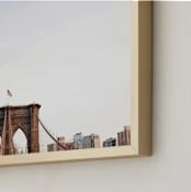 "Minimalist's View of the Brooklyn Bridge" - Art Print in Sunset Sky by The One With Wanderlust - Frame Close-up