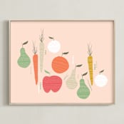 "Farmer's Market Kitchen" - Art Print in blush by Krissy Bengtson - Framed